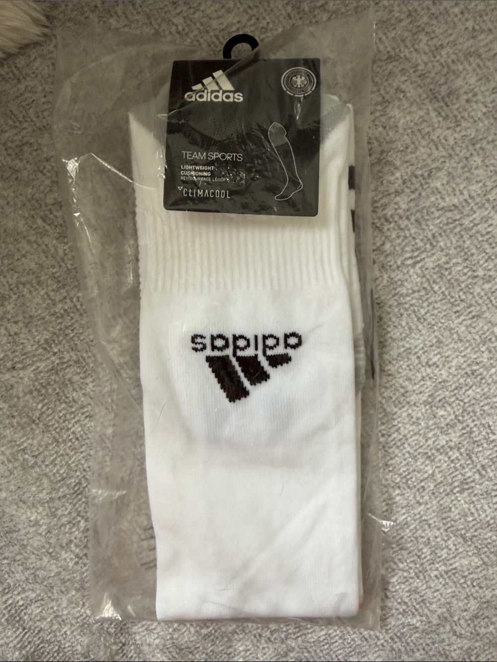 adidas White Crew Athletic Socks with Black Logo